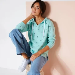 Bedrukte sweater met kap in molton