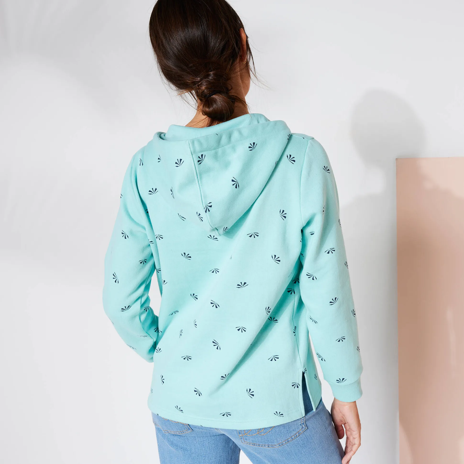 Bedrukte sweater met kap in molton