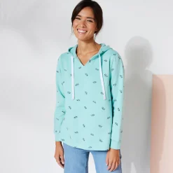 Bedrukte sweater met kap in molton