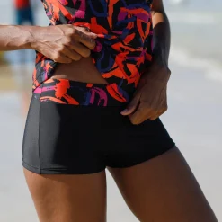 Bedrukte tankini met gekruiste rug Lohena, voorgevormde cups