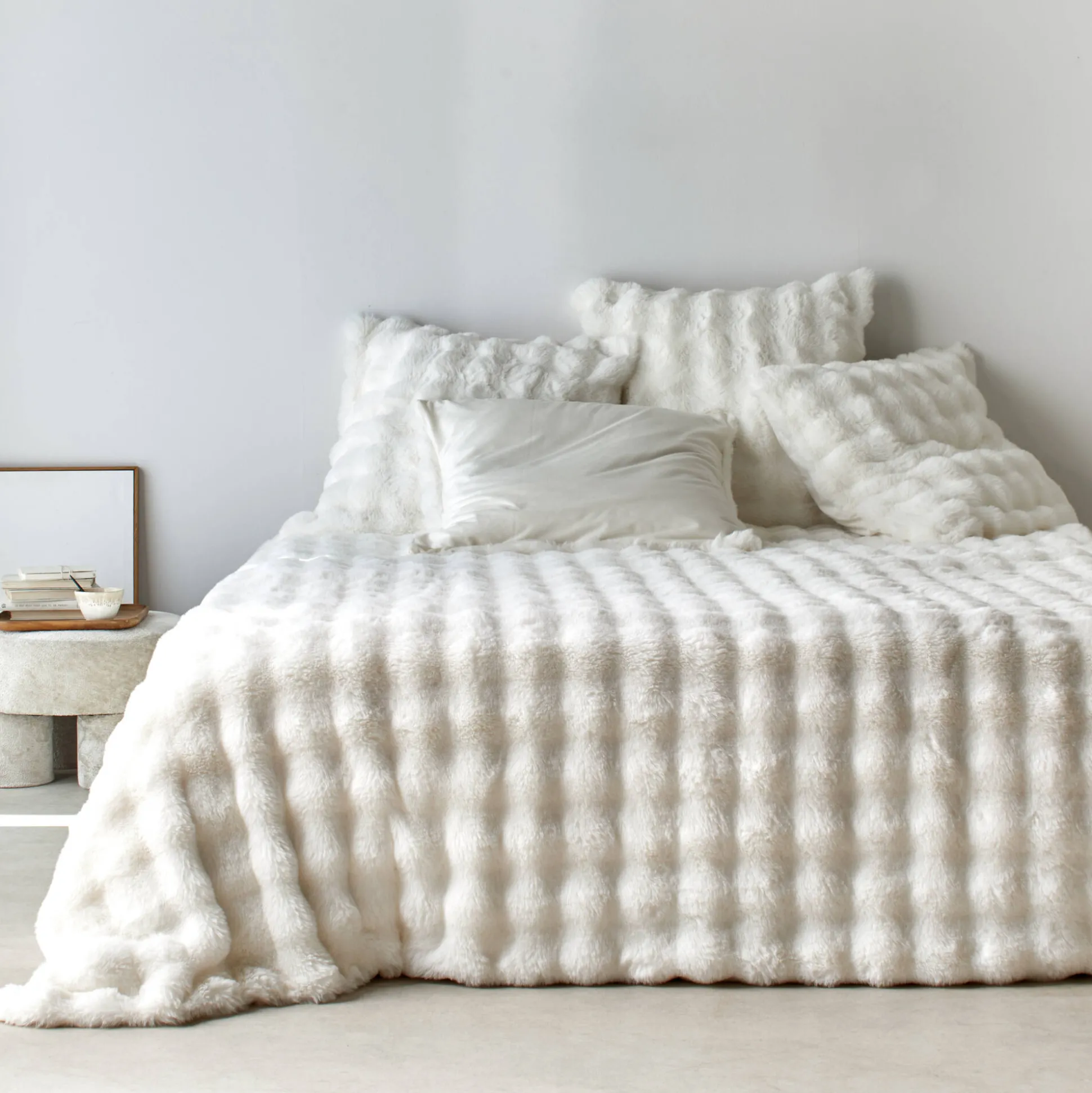 Bedsprei en kussensloop, bontaspect