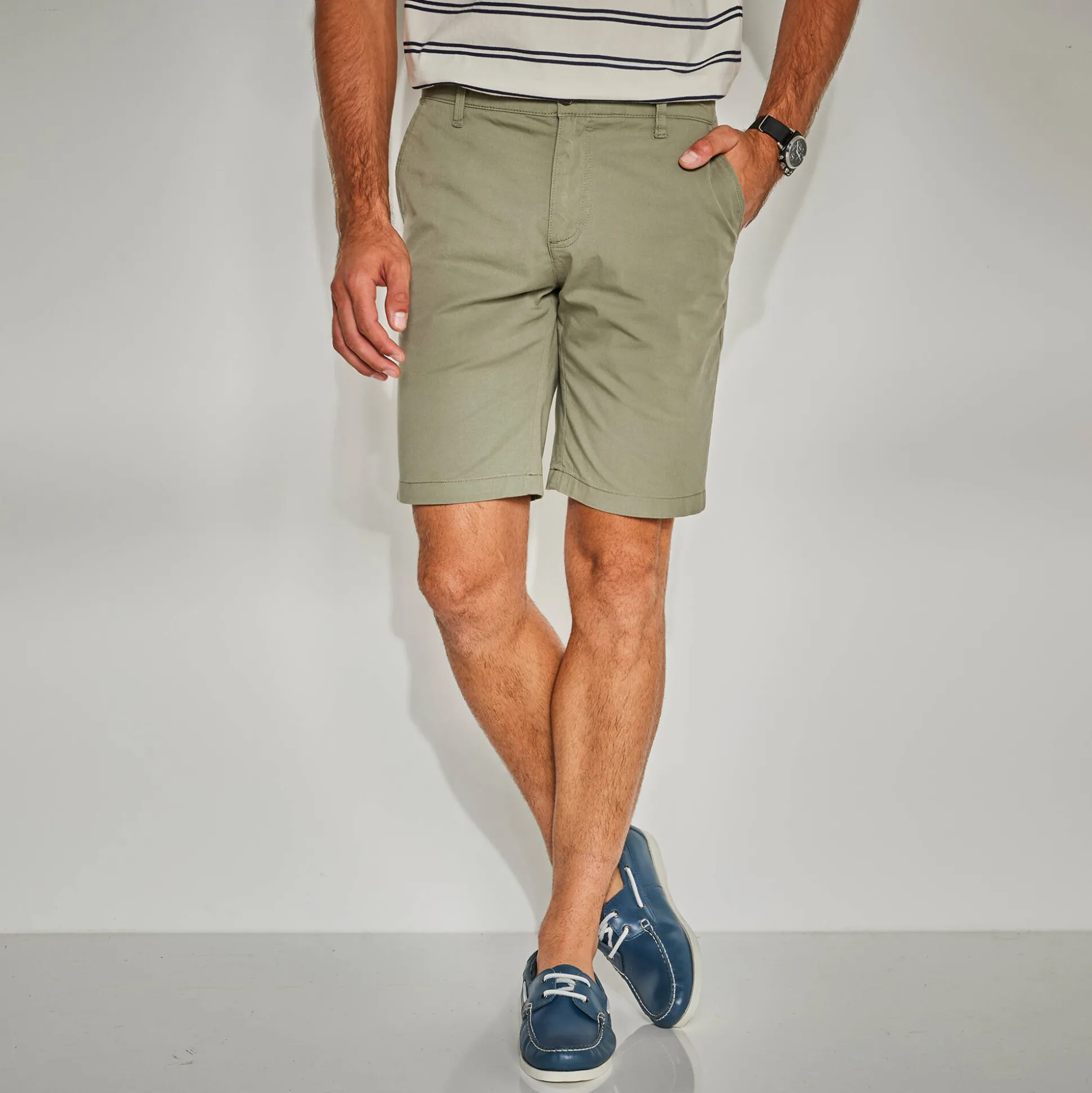 Bermuda chino uni toile sergé stretch morphologie classique