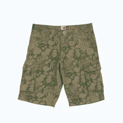 Bermuda in canvas met bladerenprint