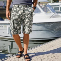 Bermuda in canvas met camouflageprint