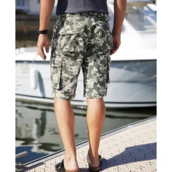 Bermuda in canvas met camouflageprint