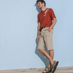 Bermuda met 3/4-elastische tailleband + bijpassende ceintuur