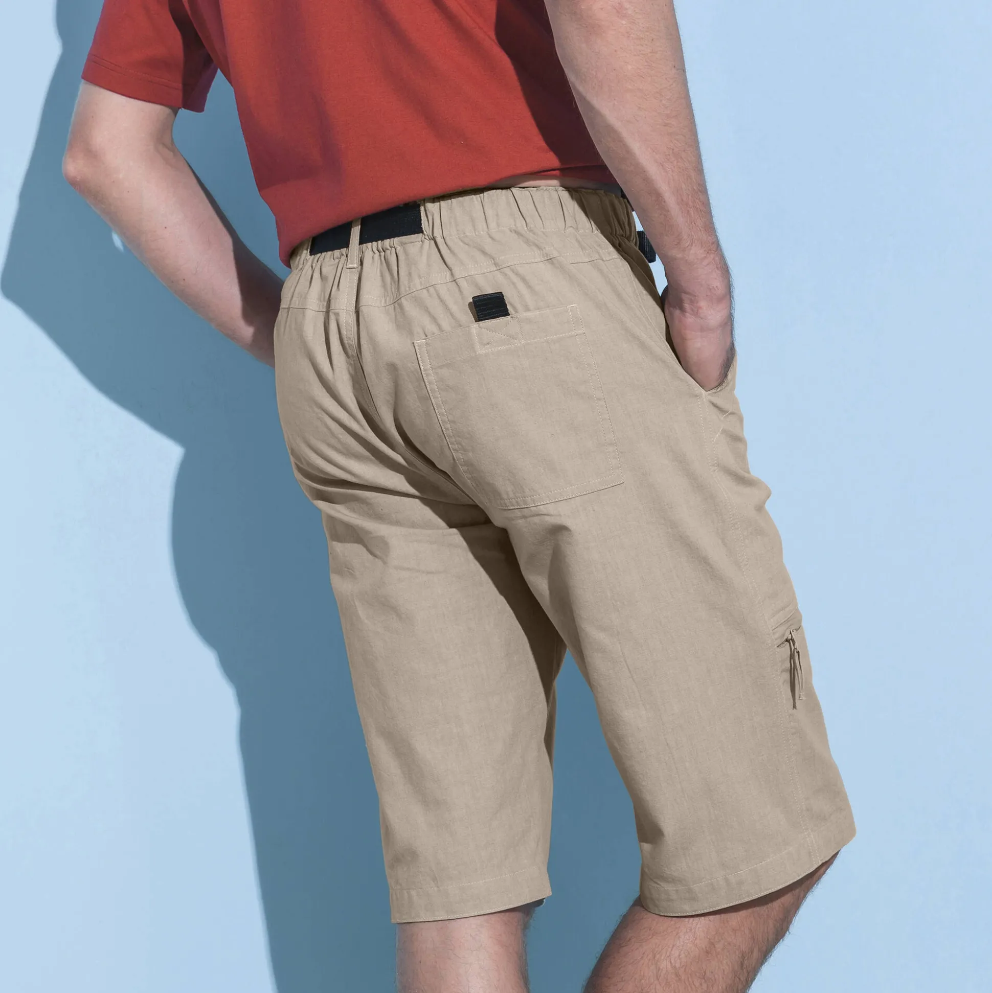 Bermuda met 3/4-elastische tailleband + bijpassende ceintuur