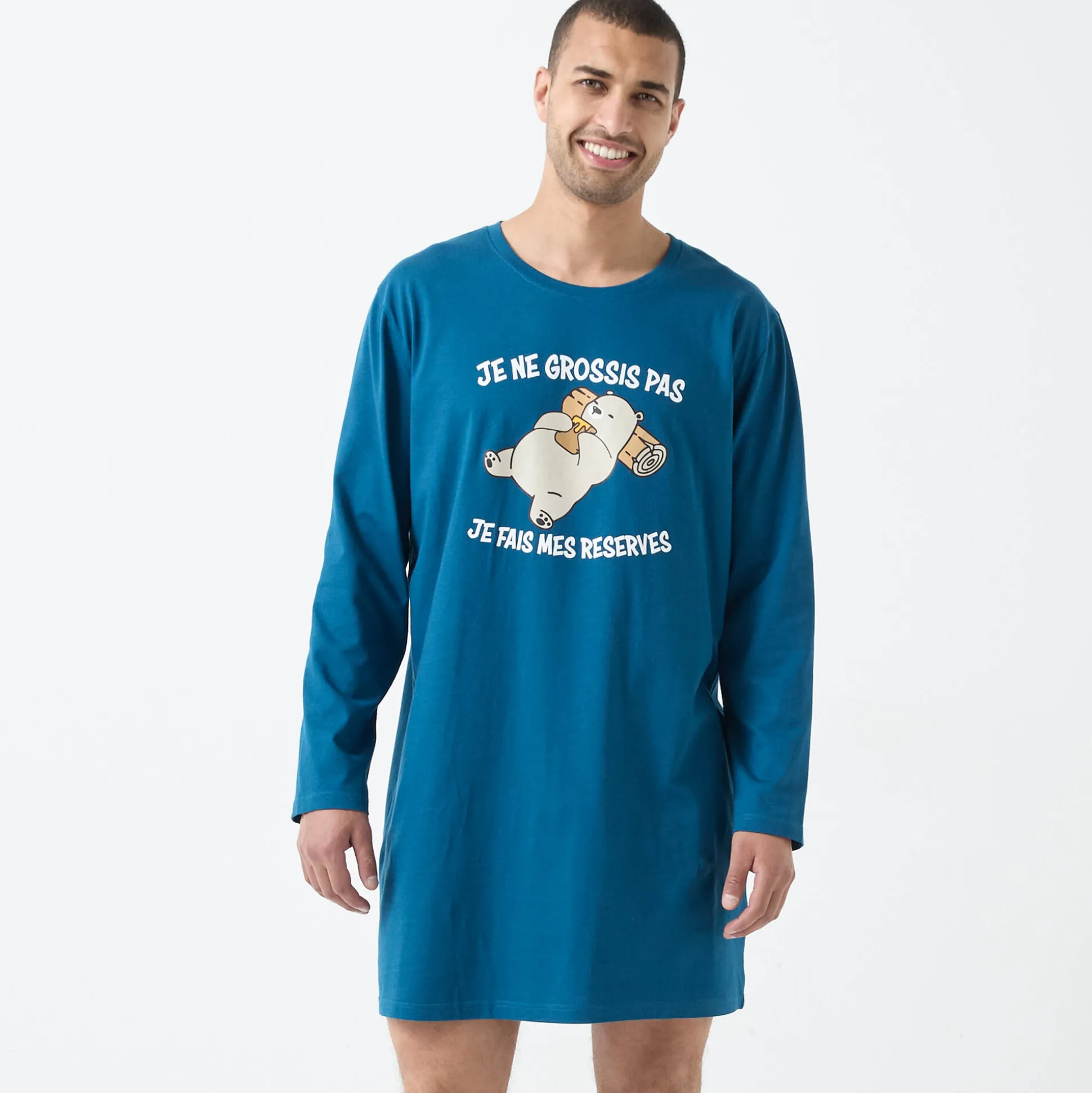 Bigshirt met "Je ne grossis pas" print