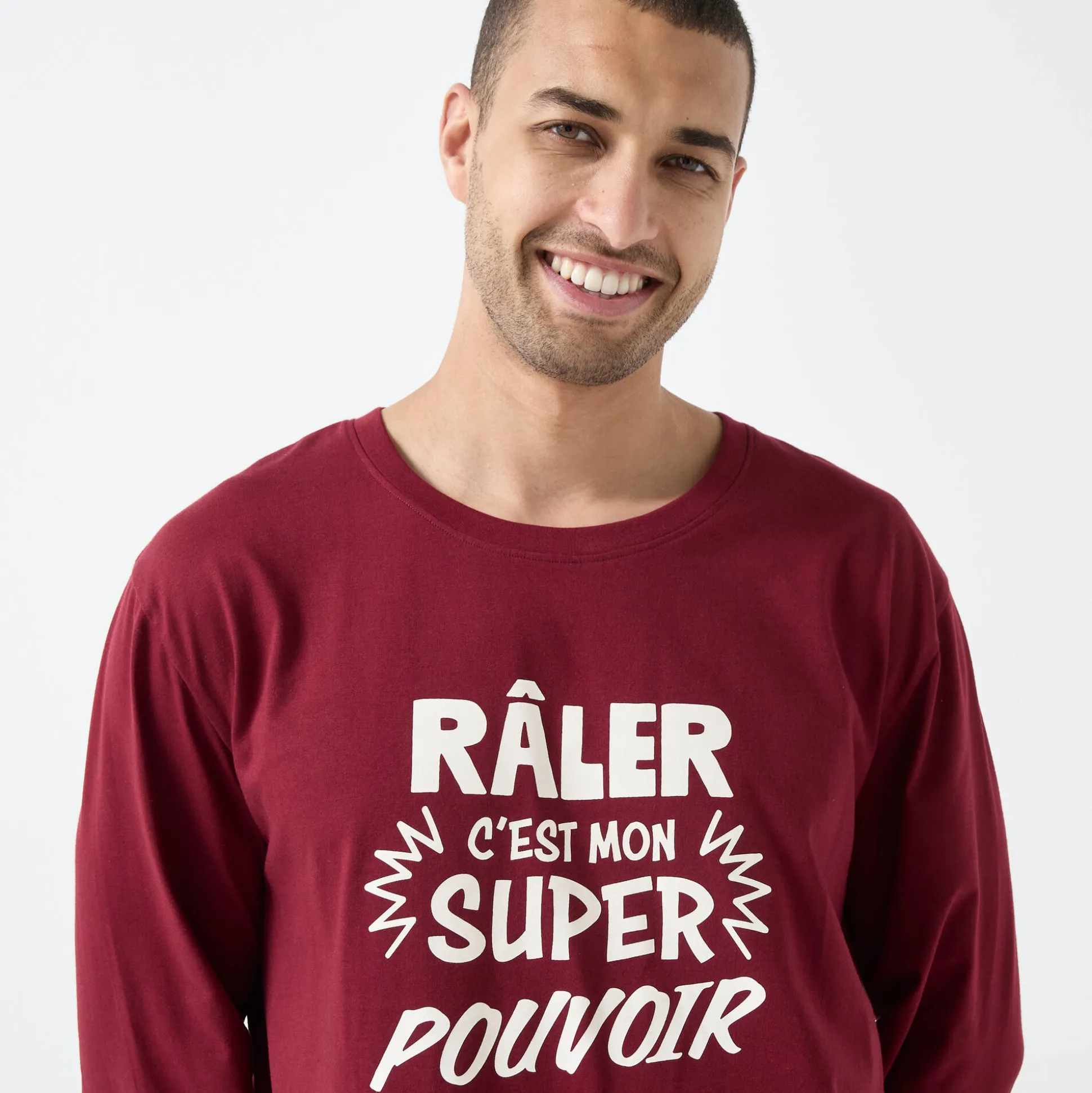 Bigshirt met "Râler c'est mon super pouvoir" print