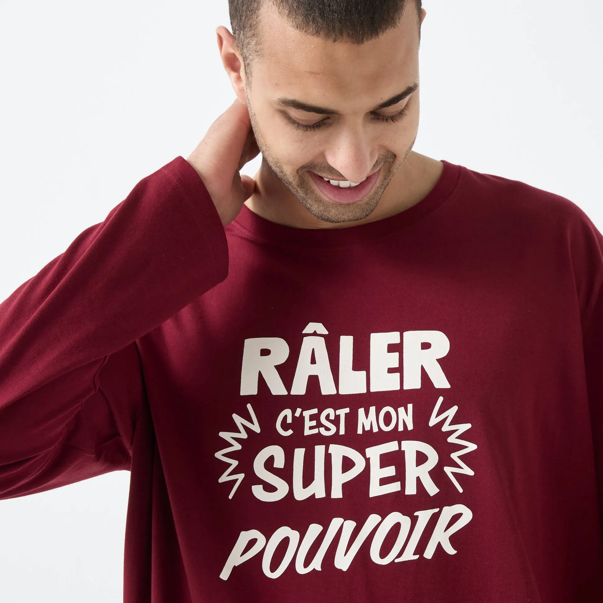 Bigshirt met "Râler c'est mon super pouvoir" print