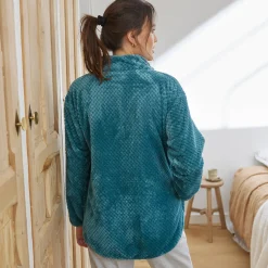 Binnenhuisjasje in fleecetricot met rits