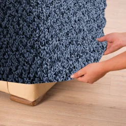 Bi-rekbare hoes in microvezel, effen faux-uni effect voor fauteuil en zitbank