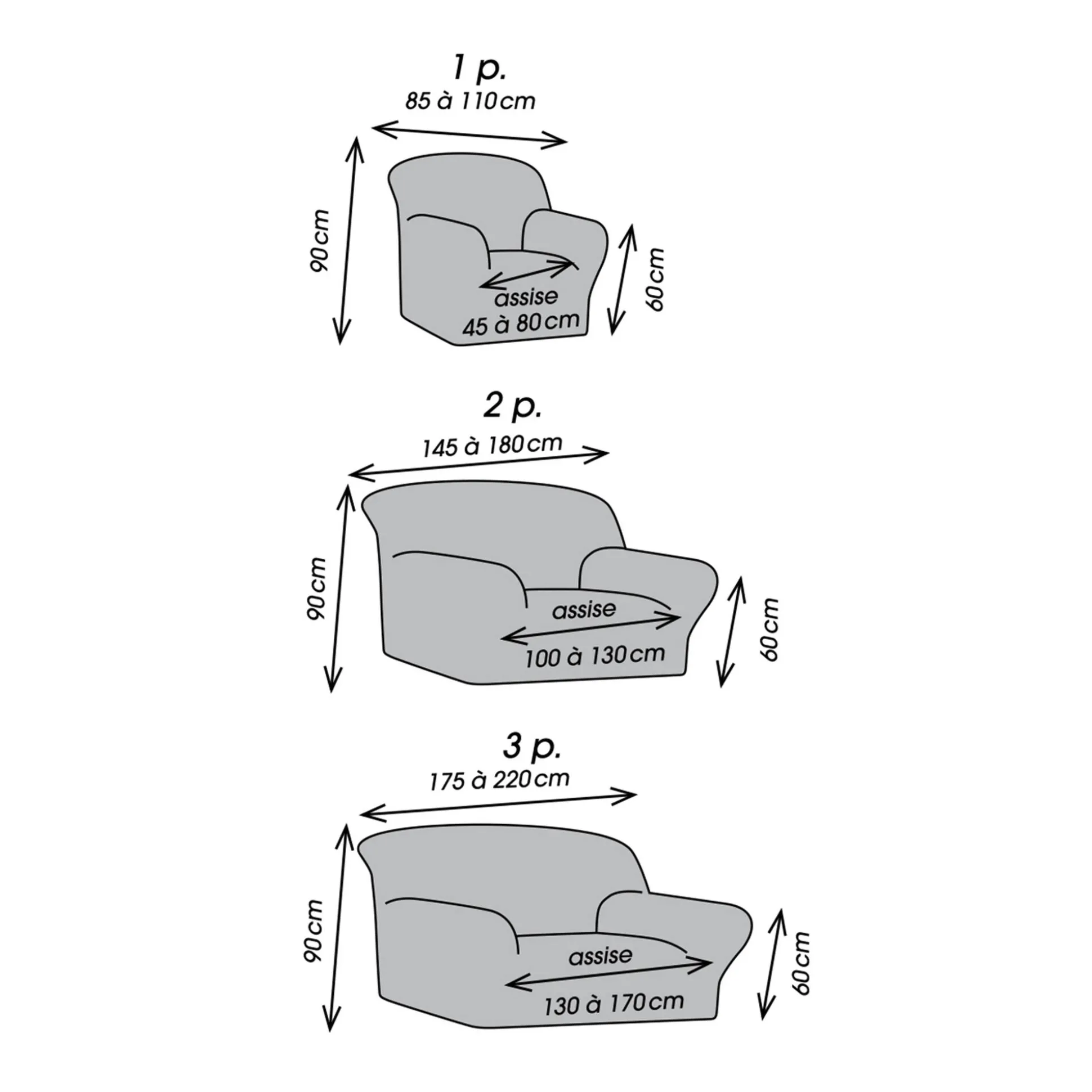 Bi-rekbare hoes in microvezel, effen faux-uni effect voor fauteuil en zitbank