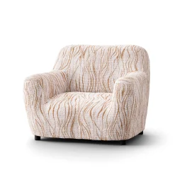 Bi-rekbare hoes in microvezel met golvenmotief, voor fauteuil en zitbank
