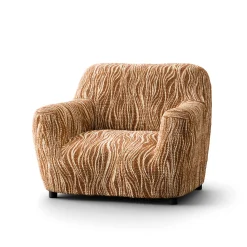 Bi-rekbare hoes in microvezel met golvenmotief, voor fauteuil en zitbank