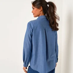 Bloes in chambray, geborduurd hartje