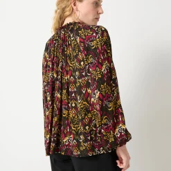 Bloes in creponvoile met etnische print