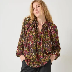 Bloes in creponvoile met etnische print