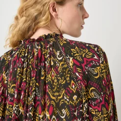 Bloes in creponvoile met etnische print