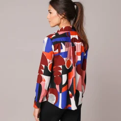 Bloes in crêpe met grafische print