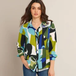 Bloes in crêpe met grafische print