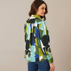 Bloes in crêpe met grafische print