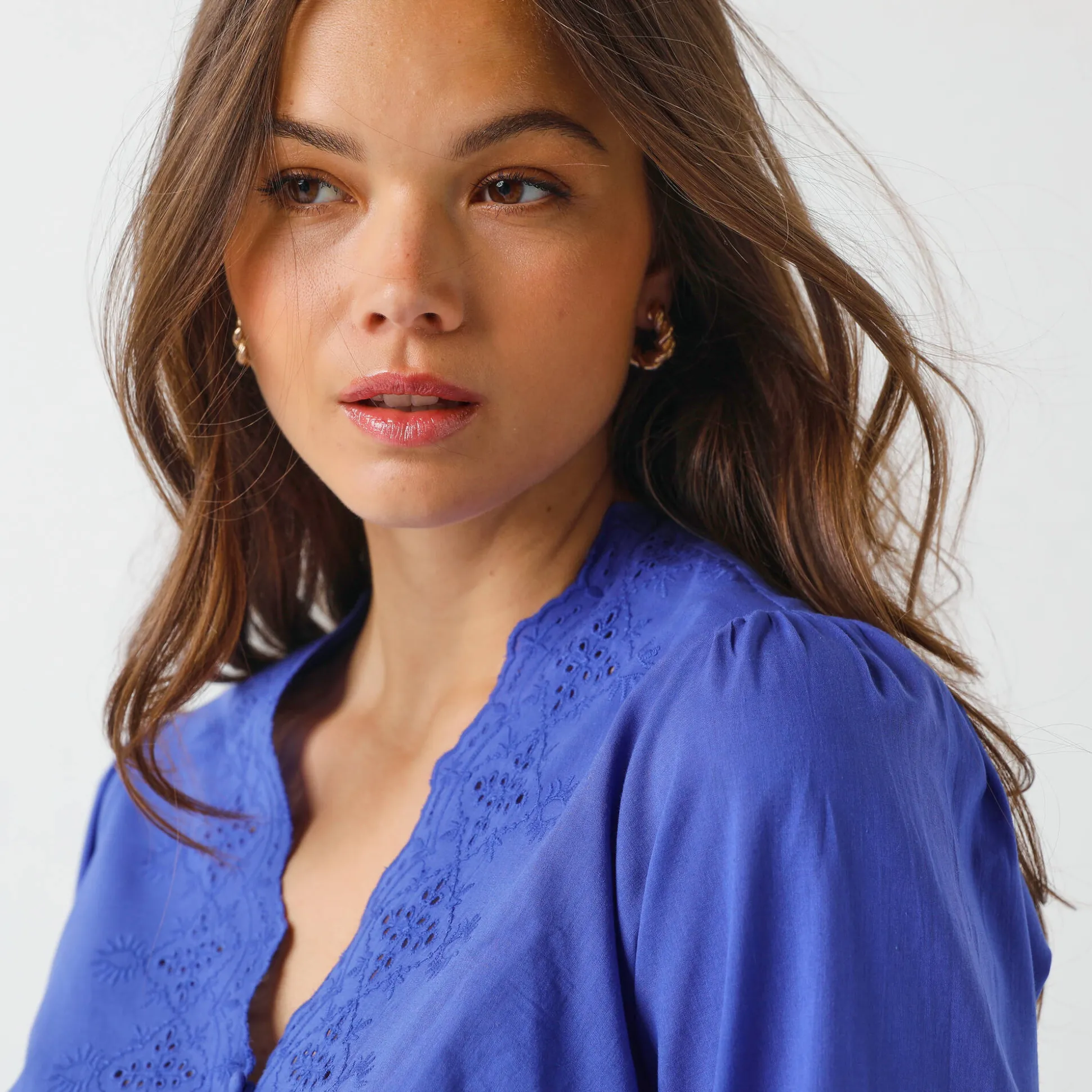 Bloes met broderie anglaise, katoen