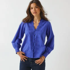Bloes met broderie anglaise, katoen