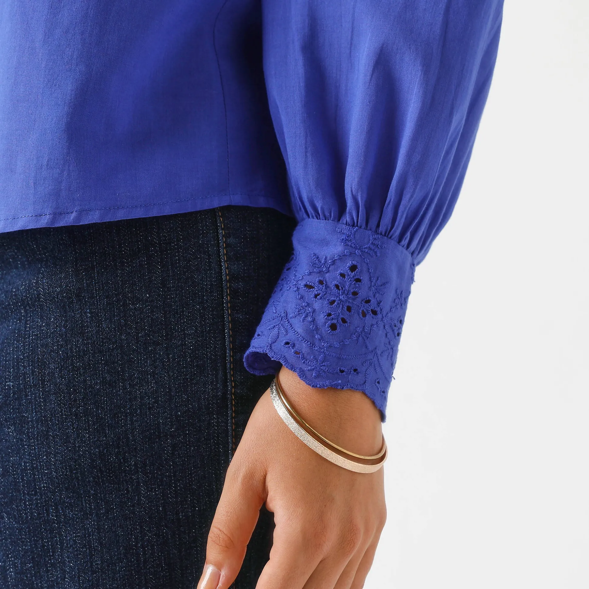 Bloes met broderie anglaise, katoen