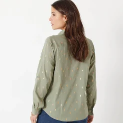 Bloes met goudkleurige print