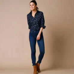 Bloes met goudkleurige print