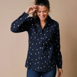 Bloes met goudkleurige print