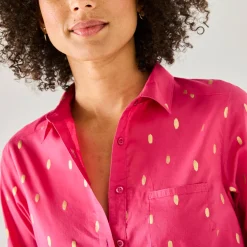 Bloes met goudkleurige print