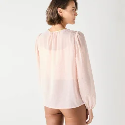 Bloes met goudkleurige stippenprint, in voile