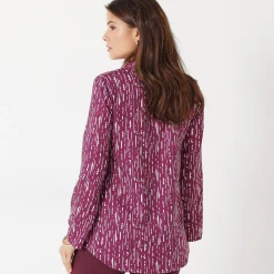 Bloes met grafische print en Tunesische hals, crêpe