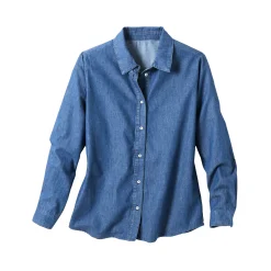 Bloes met knoopsluiting in lichte jeans