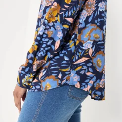 Bloes met knoopsluiting met bloemenprint, gerecycleerd polyester(**)