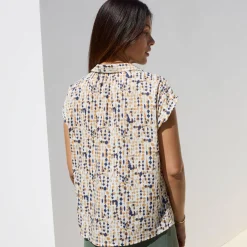 Bloes met korte mouwen en omslag, minimalistische print