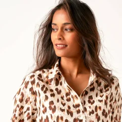 Bloes met luipaardprint, lange mouwen
