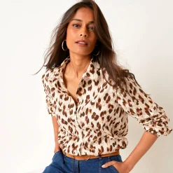 Bloes met luipaardprint, lange mouwen