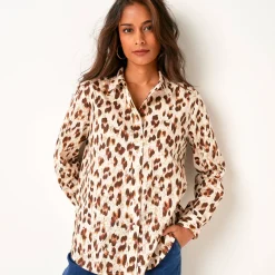 Bloes met luipaardprint, lange mouwen