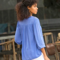 Bloes met macramé en 3/4-mouwen