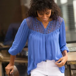Bloes met macramé en 3/4-mouwen