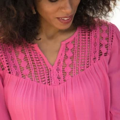Bloes met macramé en 3/4-mouwen