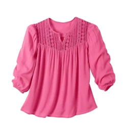Bloes met macramé en 3/4-mouwen