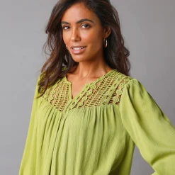 Bloes met macramé en 3/4-mouwen