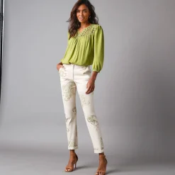 Bloes met macramé en 3/4-mouwen