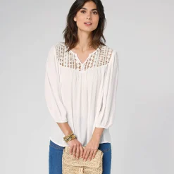 Bloes met macramé en 3/4-mouwen