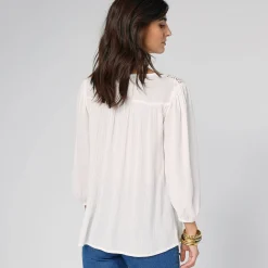 Bloes met macramé en 3/4-mouwen