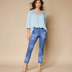 Bloes met macramé en 3/4-mouwen